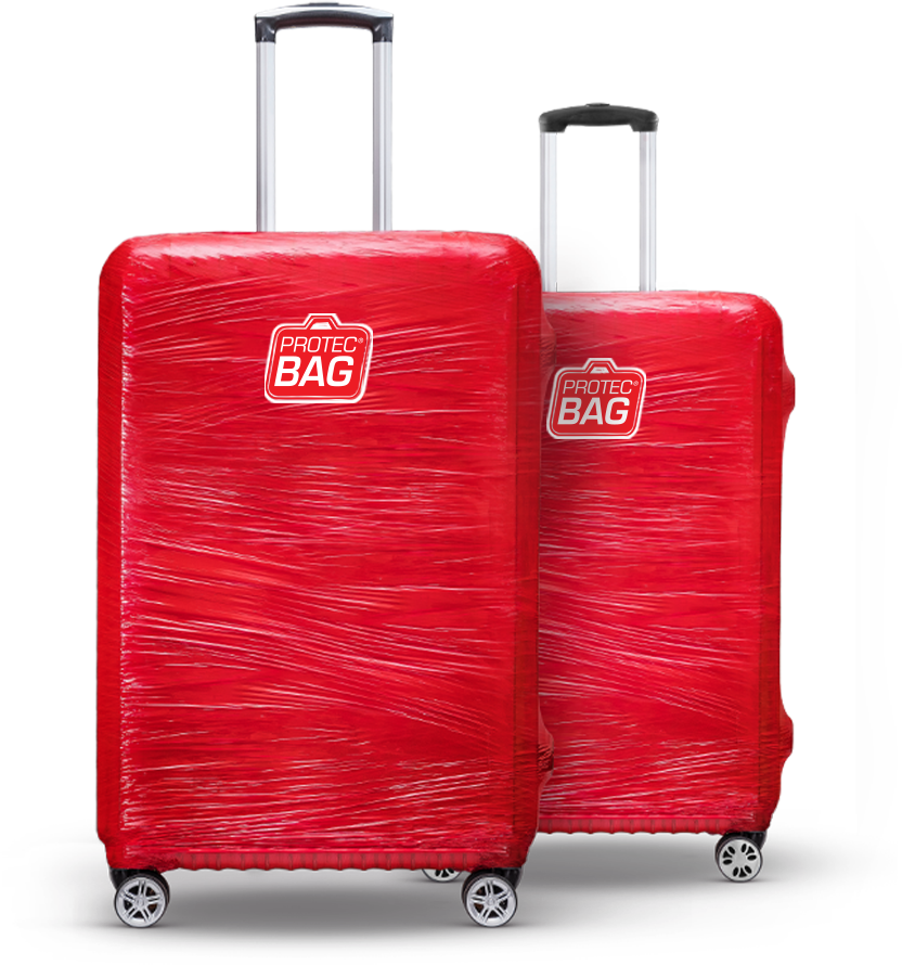 mala vermelha embalada com o protecbag